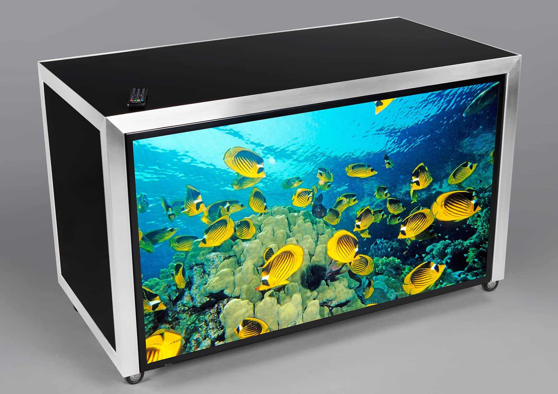Image of media screen - digital touch screen modular table for venues and events from IHS Design - global designer and manufacturer of high-performing hospitality equipment and furnishings.
